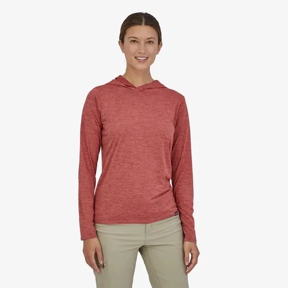 Patagonia Women’s Capilene Cool Daily Red Hoodie Long Sleeve Sweatshirt Outdoor - Picture 2 of 6